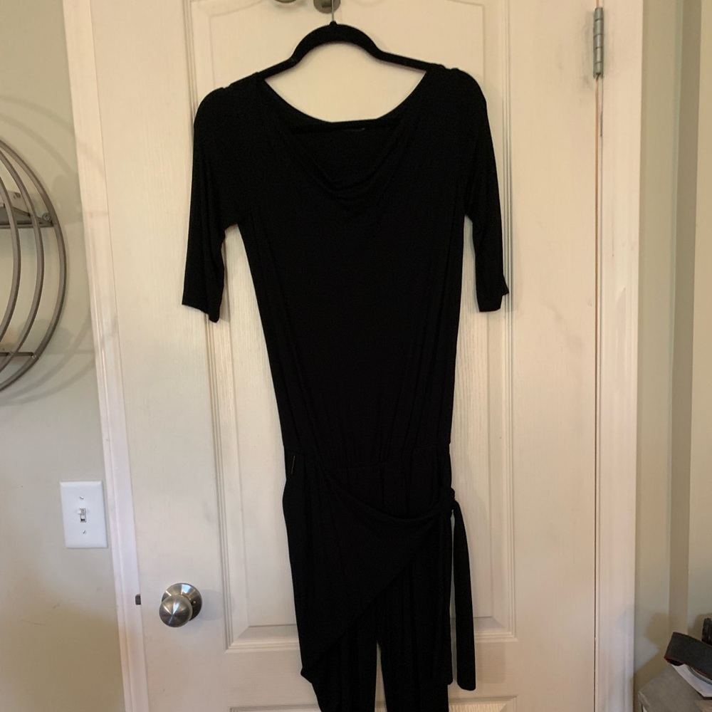 Lemoniade Black Tie-Waist Three-Quarter Sleeve Jumpsuit